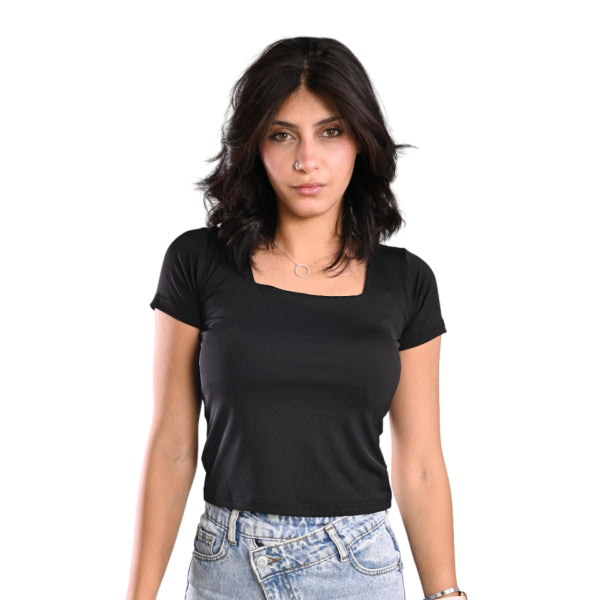 Black Square-neck Top